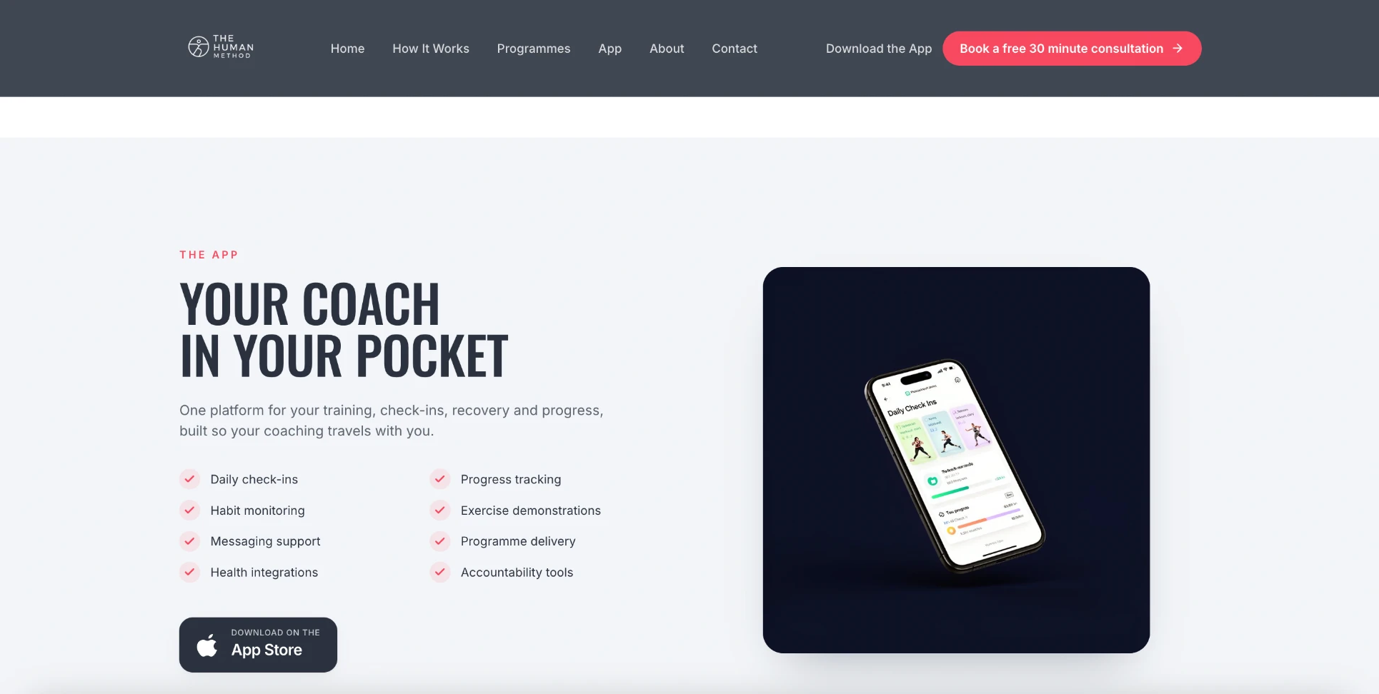 The Human Method mobile coaching app experience