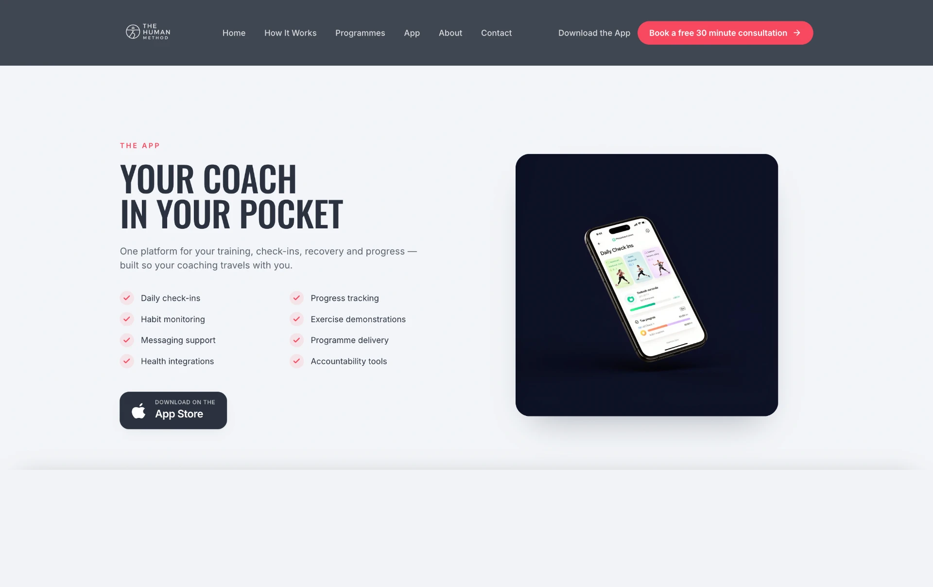 The Human Method mobile coaching app experience