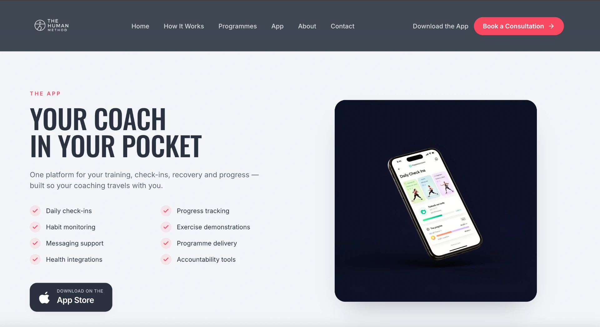 The Human Method mobile coaching app experience